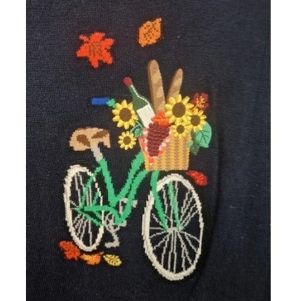 Talbots‎ Bicycle Sweater Women 1X Navy New Picnic Autumn Pullover